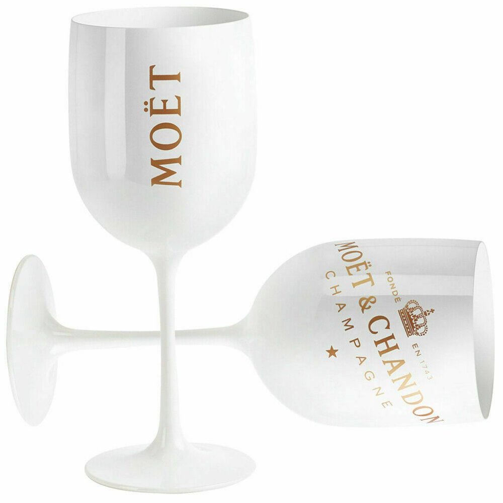 moet chandon ice white plastic flute goblets x 2